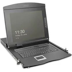Digitus 19" HD LCD KVM Konsole, 8-Port VGA, französisch Tastatur, KVM Switch, Schwarz
