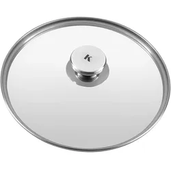 KLAMER Pfannendeckel 24 cm, Edelstahl Universal-Pfannendeckel für Pfannen und Töpfe, Glasdeckel spülmaschinengeeignet mit Überlaufschutz, Topfdeckel