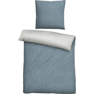 Biberna "Tillmann" 2 Stk. kuschelig warm im Winter, gestreifte Bettwäsche mit Wendeoptik
