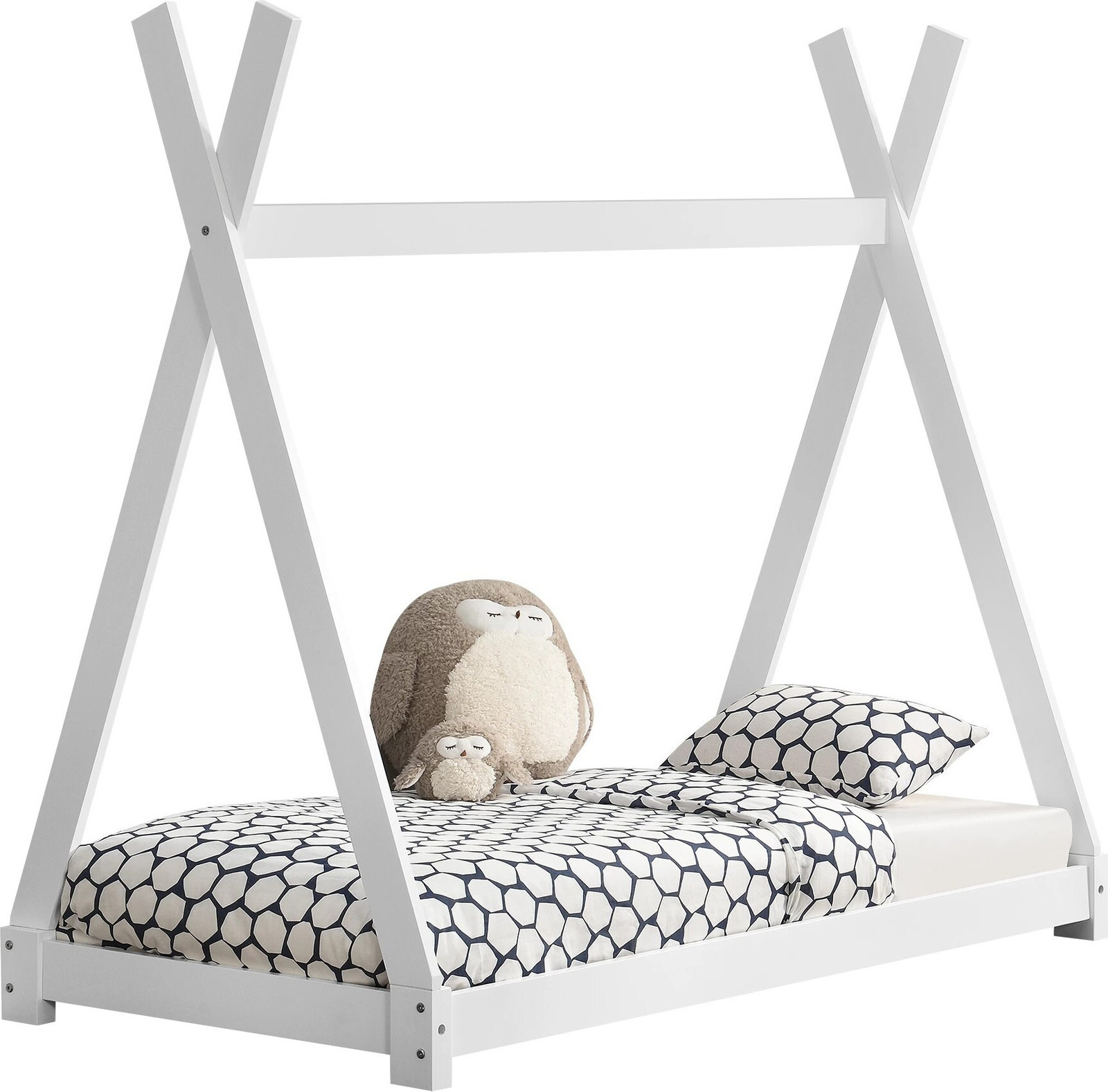 And OutdoorMatch Kinderbed Dane Tipi - Wit Vurenhout - Met lattenbodem - 80 x 160 cm
