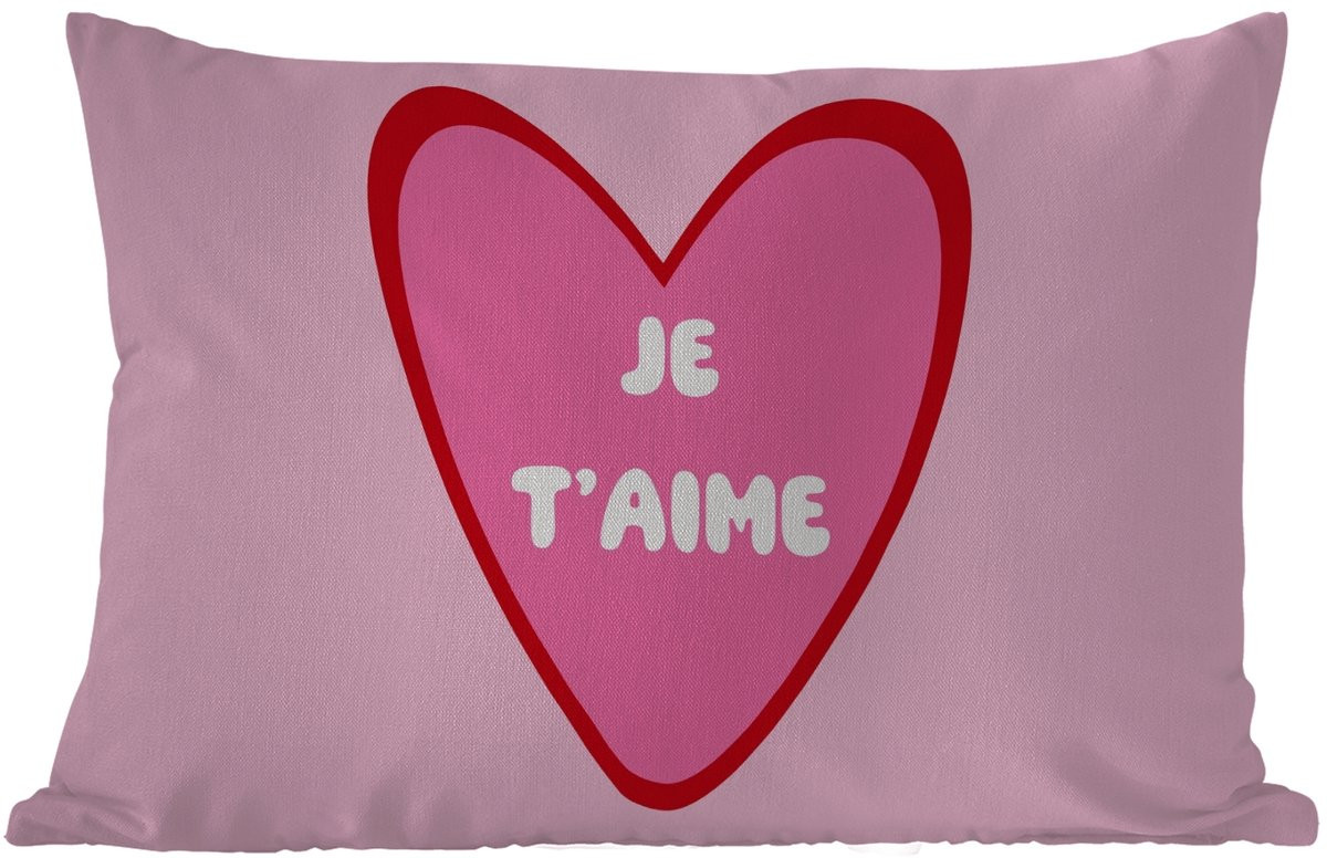 PillowMonkey Weerbestendig Buitenkussen Hart Valentijn Roze 60 x 40 cm