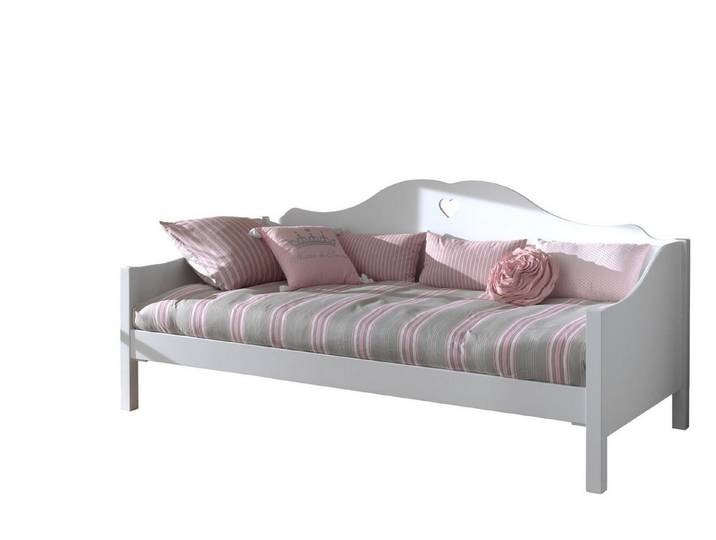 58 aufm Kessel Kinderbett Kinderbett Kamila 211x97x95 Einzelbett Seniorenbett MDF Weiß (inkl. Versand, Lieferung bis Verwendungsstelle), Liegefläche 90x200, geschwungene Teile, herzförmiger Ausschnitt,stabil