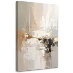 BILD auf Leinwand, Beige und Weiß im Boho Stil Abstrakt