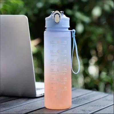 Uplifted Goods 700ml Time Scale Water Cup With Drop Resistant Lid For Sports And Outdoor Use blue