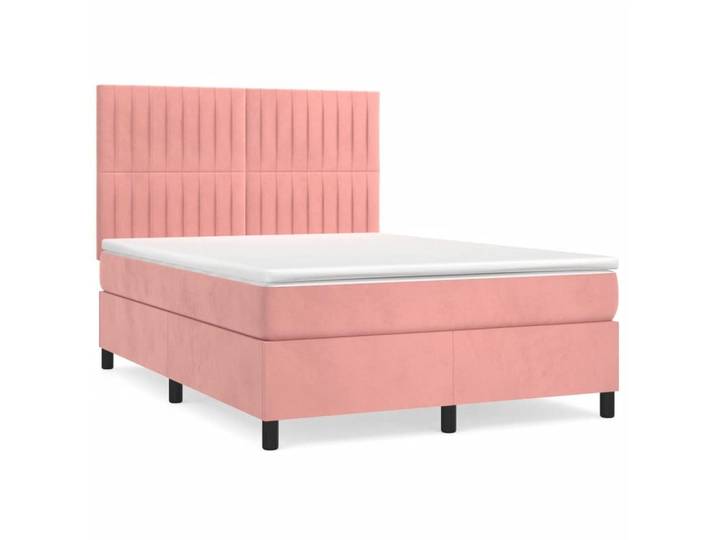 vidaXL Boxspringbett, Boxbett mit Matratze Rosa 140x200 cm Samt