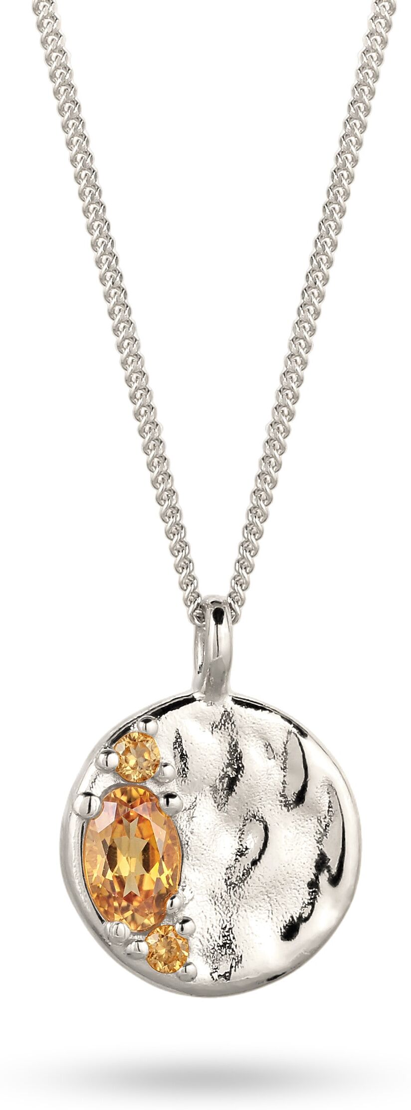 Kette mit Anhänger ELLI "Halskette Anhänger Citrin Gelb 925 Sterling Silber" Gr. 45, silber, Halsketten, Damen, Silber 925 (Sterlingsilber), Kette mit Anhänger