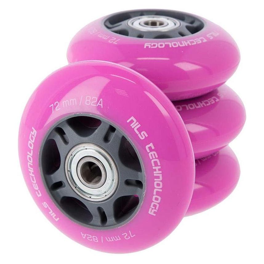 Nils VE 72x24 82A Pink (4 Stück) + ABEC-7 (8 Stück) SET (72 mm, 82a) (5907695535891)