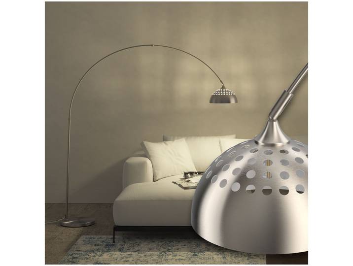 Lampe sur pied ARCUS en acier style rétro, 60W - Nickel mat
