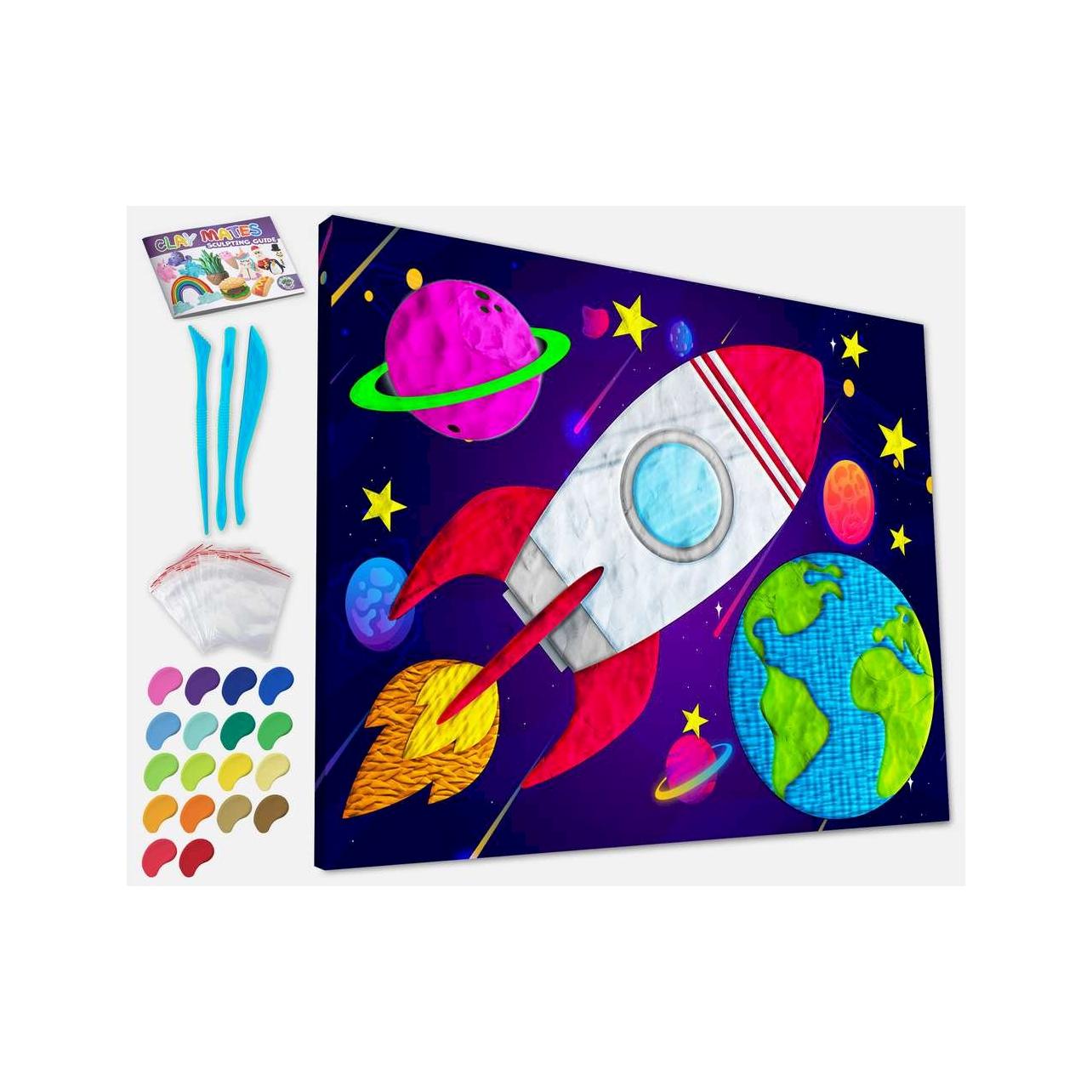 Splat Planet Clay painting on canvas 30x40cm - Space (777685) (777685)