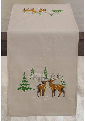 Stickläufer "Rehe in Winterlandschaft"