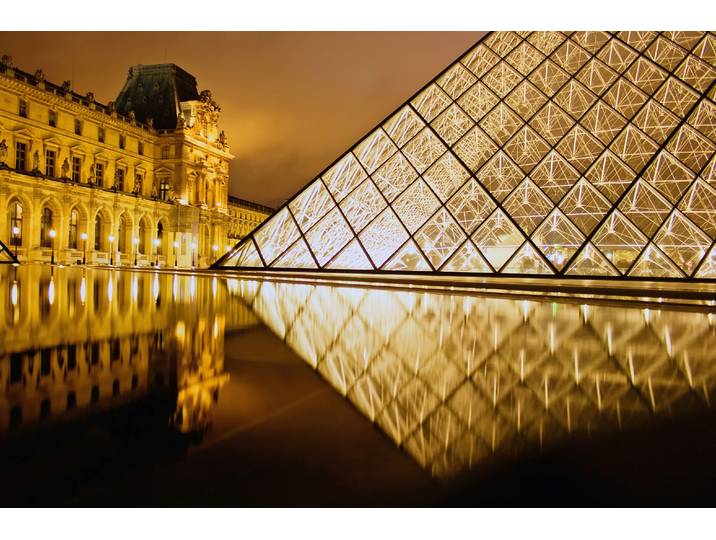 Fototapete PAPERMOON PARIS-LOUVRE FRANKREICH STADT KUNST MUSEUM PYRAMIDE , bunt, B:3,5m L:2,6m, Vlies, Tapeten, Fototapete