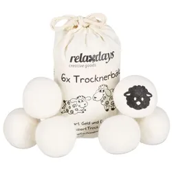 Relaxdays 12 x Trocknerbälle Weiß,Schwarz