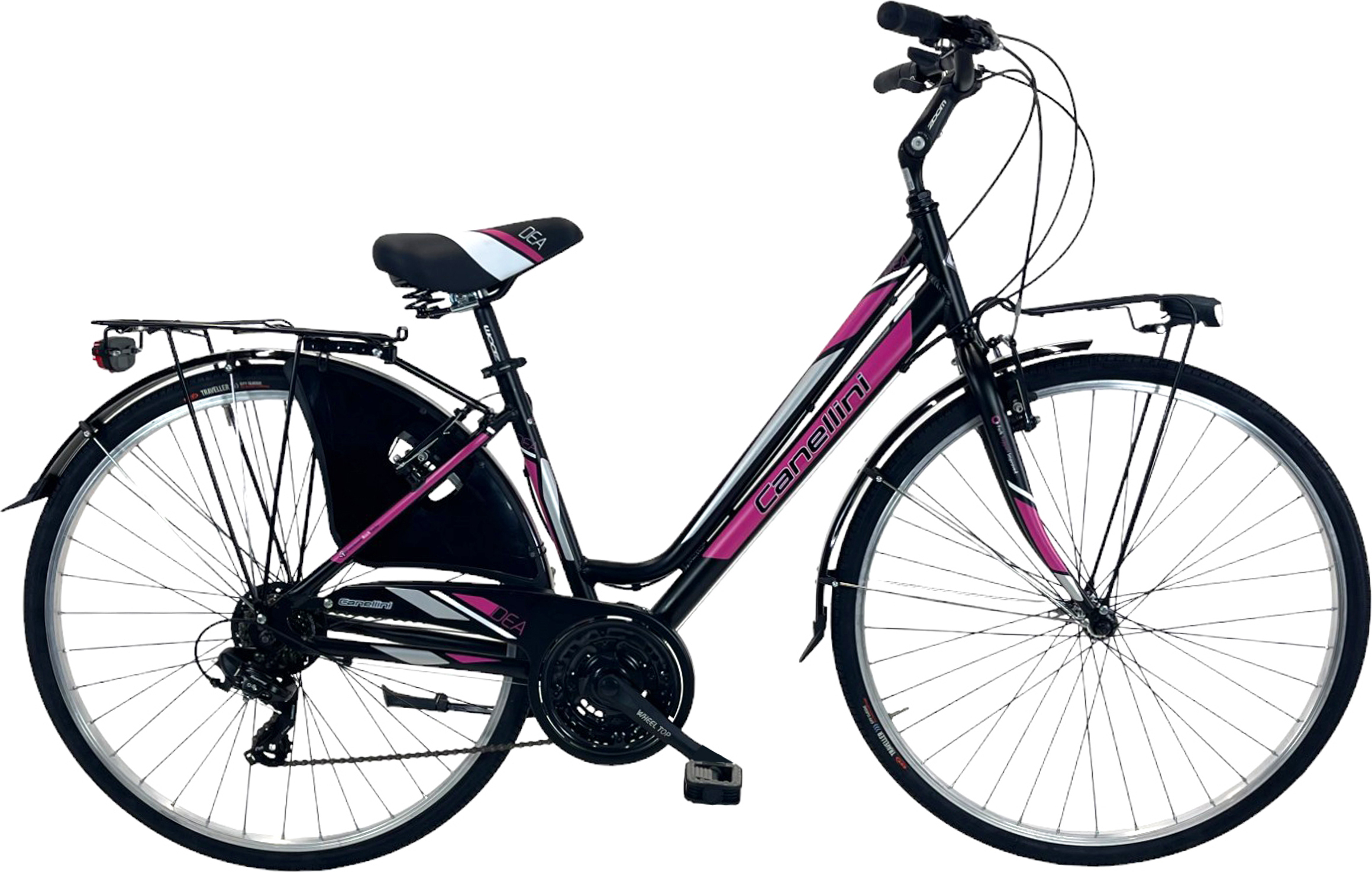 Citybike Fahrrad DEA 21v Canellini 28" - Frau - Schwarz/Fuchsia