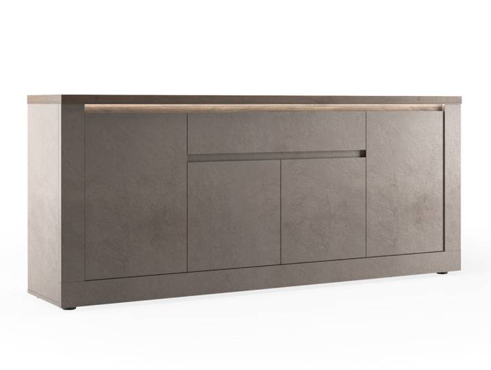 Bahut 4 portes 1 tiroir Savona bronze/chene - Basika