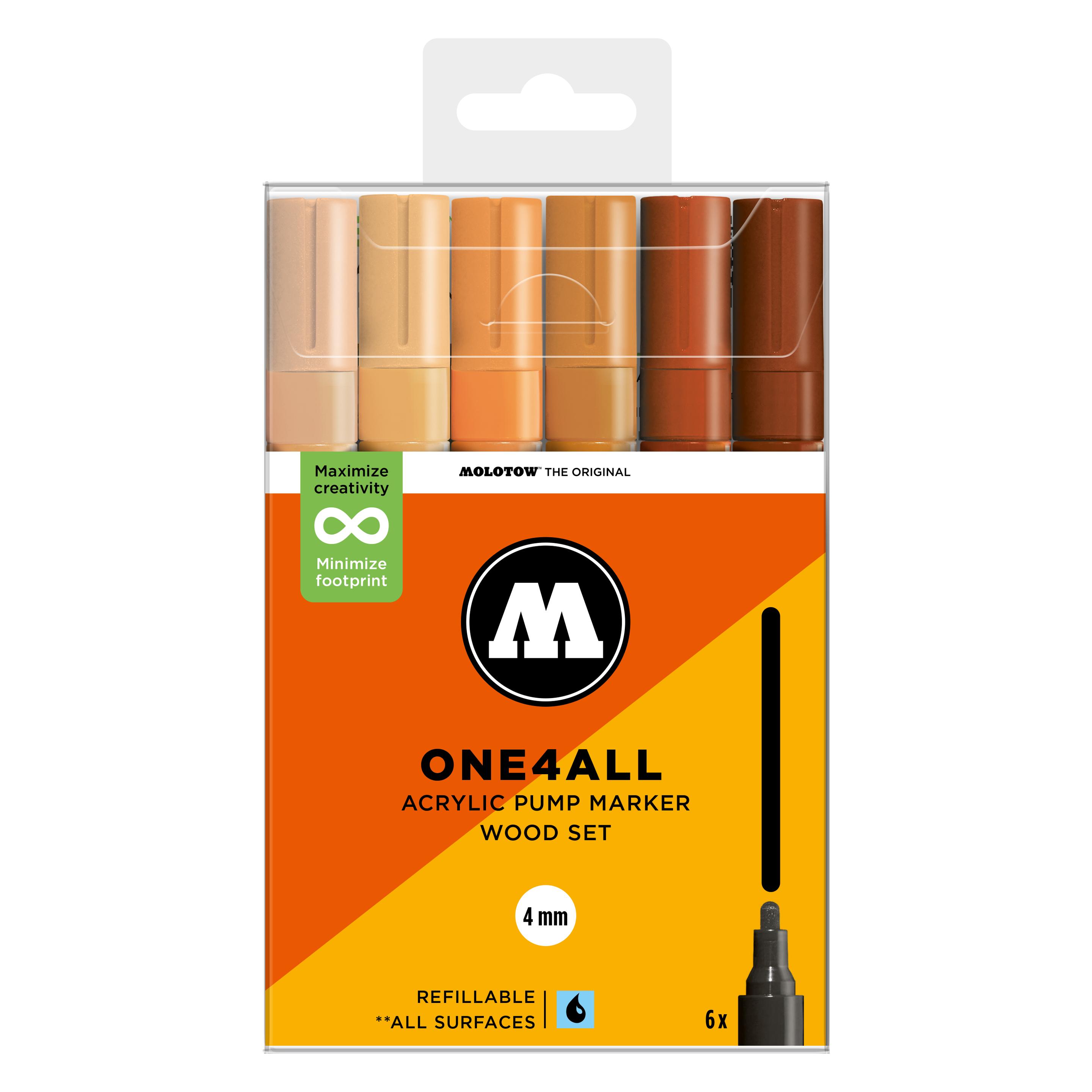 Molotow Acrylmarker One4All 227HS Wood Set (6x) (MO200837)