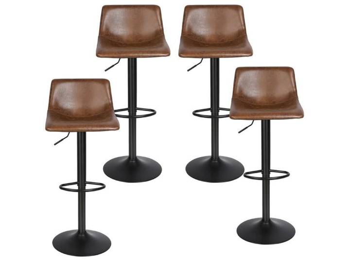 Tabouret de bar SUPFINE - Marron - Lot de 4 - Cuir - Contemporain - Design