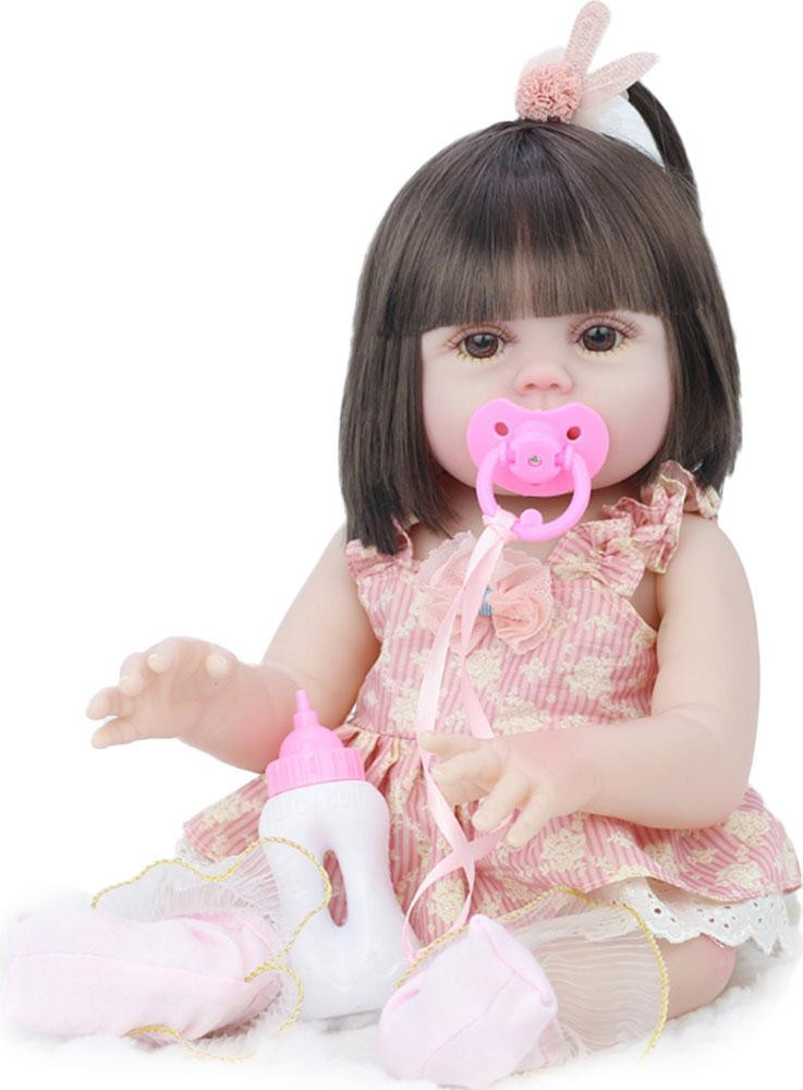Gistuch Realistische baby-pop met Japans haar, drink- en plasfunctie, 53 cm
