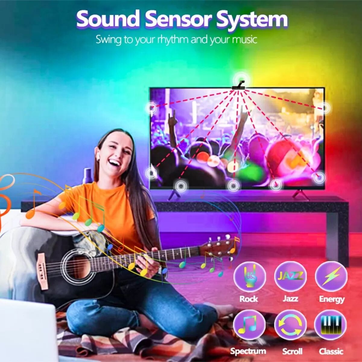 INF 5M LED TV Hintergrundbeleuchtung mit Kamera für 65-75 Zoll TVs, Intelligente APP-Steuerung, TV-Bildschirmsynchronisation,