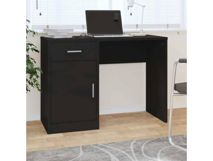 HEFZGDB Schreibtisch mit Stauraum Schwarz 100x40x73 cm Holzwerkstoff Schublade Schrank Büroarbeit Heimarbeit