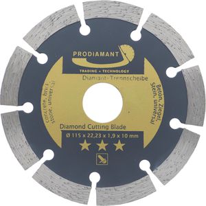 Prodiamant Trennscheibe universal, Bohrungs-Ø 22,23 mm, Diamanttrennscheibe, für Beton, Stein & Ziegel, 115 x 1,9 mm