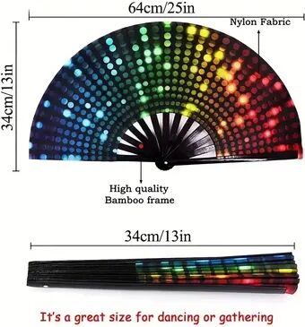 Inspire Daily Merch Craft Fan With Vibrant Patterns Fluorescent Folding Fan For Halloween Dance round Dot