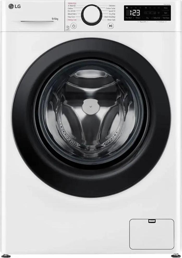 LG F4DR509SBW, Frontlader, Freistehend, Schwarz, Weiß, Links, Schwarz, Tasten, Drehregler