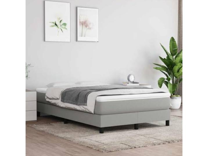 RJPLMFV Bettgestell, Lattenrost, Hellgrau, 120 x 200 cm, Stoff Robuste Füße, Sperrholzlatten, atmungsaktiv, langlebig, Schlafzimmer