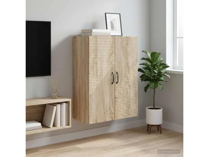 RJPLMFV Wandschrank Sonoma Eiche 66 x 34,5 x 90 cm Holzwerkstoff, mehrere Regale, Vintage-Stil, Wandmontage, einfache Wartung