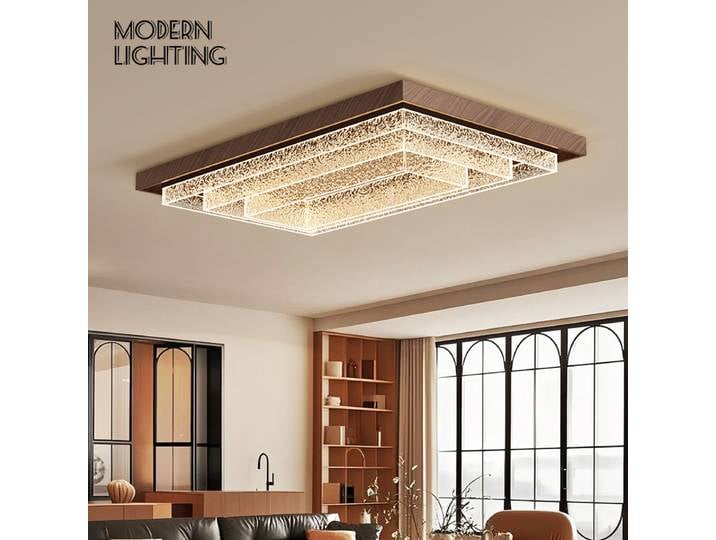 Plafonnier Led carré en bois, luminaire décoratif de plafond, en Grain de bois, Europe du nord