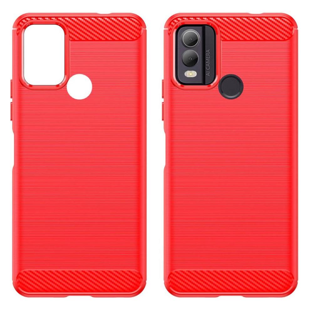 Cover-Discount Nokia C22 - Metall Carbon Look Hülle rot (Nokia C22) (660141272C)