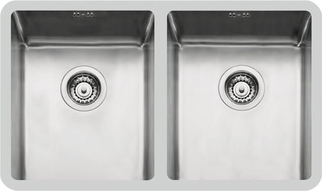 Foster KE.2V.34+34.ST, Unterbauspüle, Rechteckig, Edelstahl, Edelstahl, 2 Becken, Rechteckig