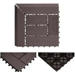 Proregal BERLINLODGE WPC Eck-Bodenfliese + Abschluss | BxT 30x30cm Premium | Holzoptik Terrasse | Ecke | Grau versetzt