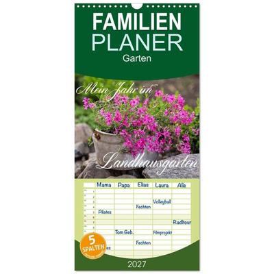 Familienplaner 2027 - Mein Jahr im Landhausgarten mit 5 Spalten (Wandkalender, 21 x 45 cm) CALVENDO