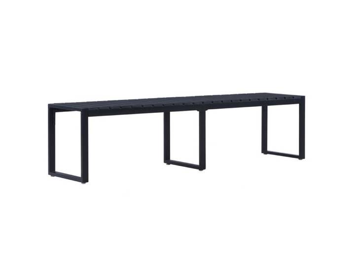Banc de jardin meuble de patio d'extérieur terrasse 180 cm panneau ps noir 02_0011276