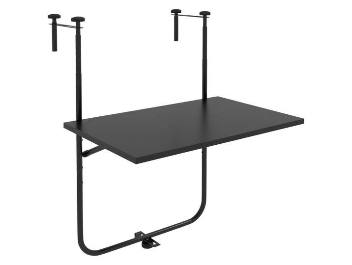 ComfortXL Balkontisch De-07746 klappbar, verstellbar Schwarz, Metall, 60x85.5x62 cm, Gartenmöbel, Gartentische, Balkontische