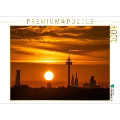 CALVENDO Puzzle Sonnenaufgang über der Skyline | 1000 Teile Lege-Größe 64x48cm Foto-Puzzle für glückliche Stunden