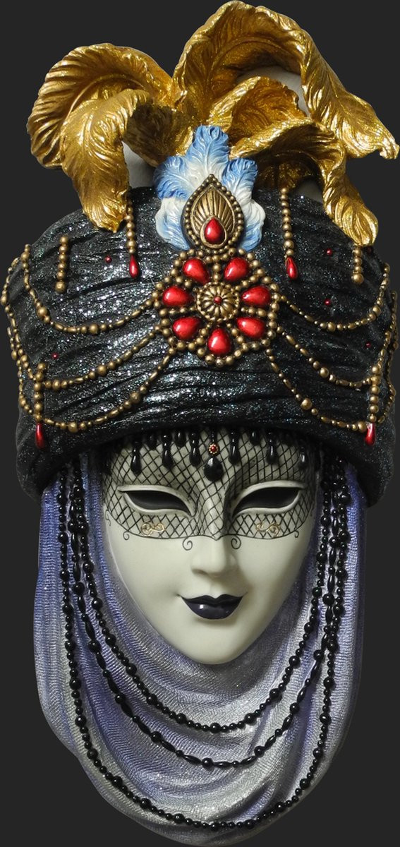 Veronese Design Venetiaans Masker Araba, B: 15 cm, D: 5,5 cm, H: 32 cm