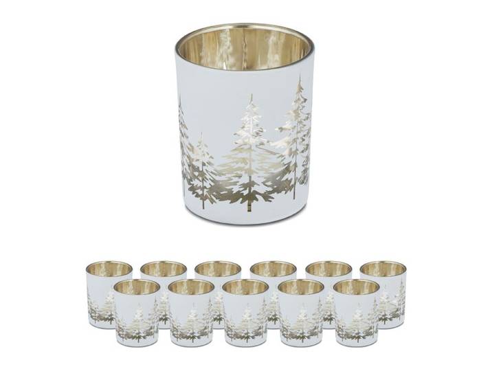 Relaxdays Lot de 12 verres à bougies chauffe-plat