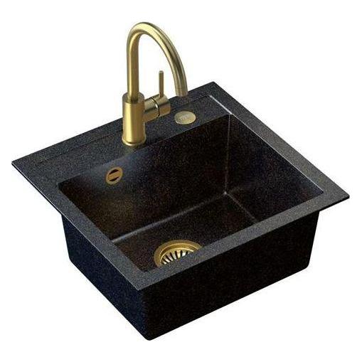 Steiner ART JOHNNY 110 (50x47x18,5) Steingran Art Gold Black Pearl with Handheld Siphon, Naomi Tap and Plug (470 mm, 500 mm) (39221000)
