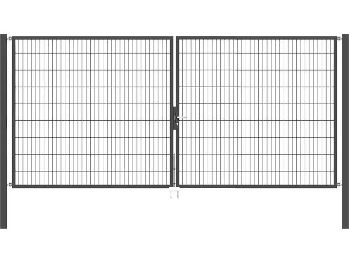 Zaundoppeltür ALBERTS Flexo , grau (anthrazit), B:400cm H:180cm, Stahl, Tore, Zaundoppeltür, in verschiedenen Abmessungen