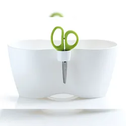 Prosperplast Kräutertopf weiß limes dublo mit Kräuterschere Blumentopf Pflanztopf