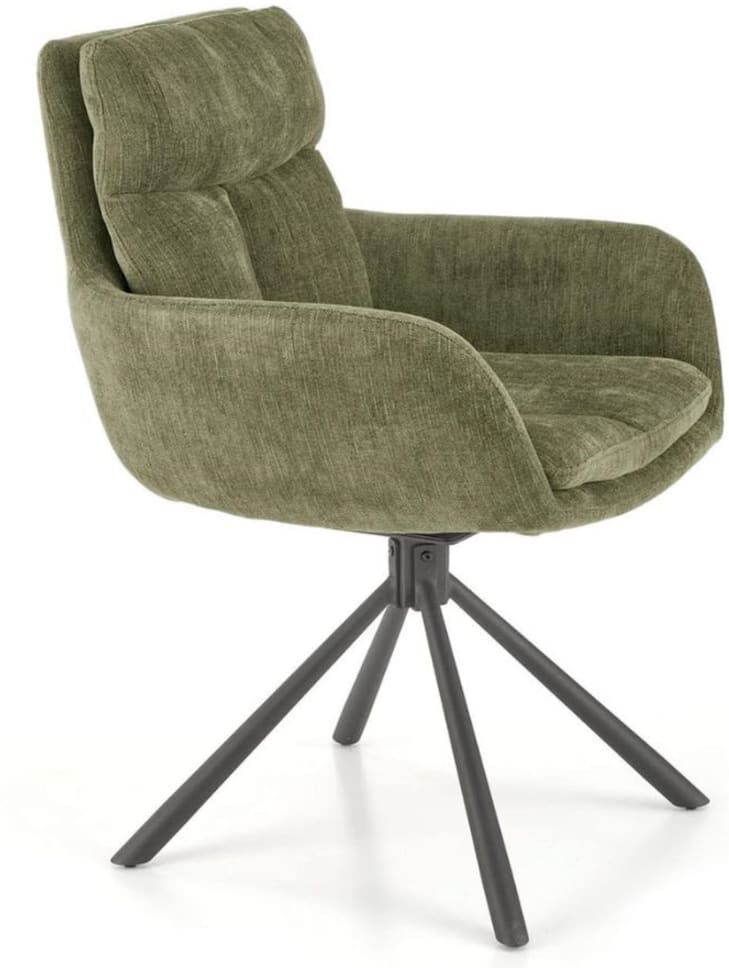MSO Chaise pivotante design et rembourrée en tissu de polyester vert Vert 65x87x60cm