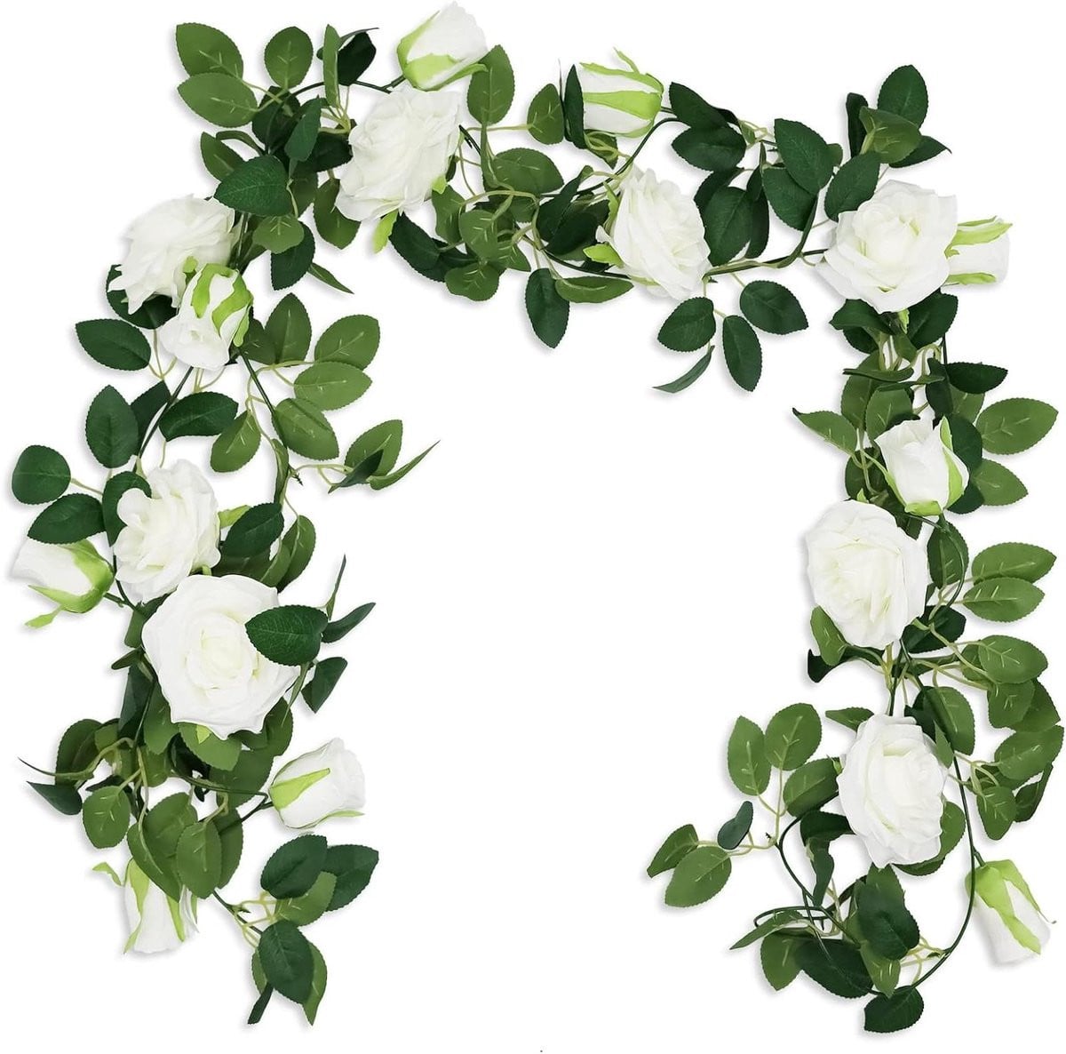 Witte kunstrozenslinger van zijde voor decoratie van 4 meter