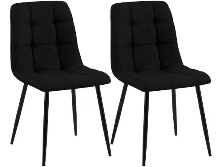 CLP Esszimmerstühle 2er Set gepolstert Tilde, Küchenstühle mit Rückenlehnen und schwarzen Metallgestellen, Polsterstühle bis 150 kg belastbar, Farbe: schwarz, Material: Stoff