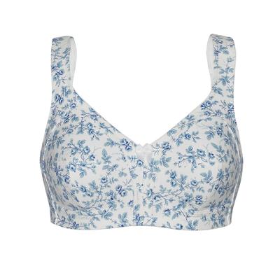 Bügelloser BH SUSA "BH ohne Bügel Prints", Damen, Gr. 11,5, Cup B, blau (blau, flowers), Obermaterial: 92% Baumwolle CO. 6% Polyamid PA. 2% Elasthan EL., BHs