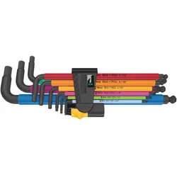 Wera 950/9 Hex-Plus Multicolour Imperial 2 Winkelschlüsselsatz, zöllig, BlackLaser, 9-teilig - 05022640001