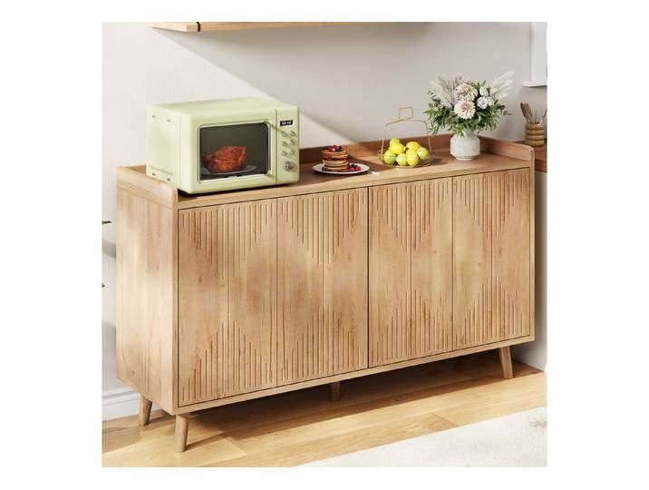 HAUSS SPOLE Sideboard mit verstellbaren Einlegeböden,Küchenschrank mit Kippschutz,Natur (Mehrzweck-Aufbewahrungsschrank mit verstellbaren Einlegeböden), 140x40x84 cm Esszimmerschrank