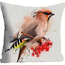 Dekokissen QUEENCE "»Vogel«", bunt (bunt, bedruckt), B:40cm L:40cm, Polyester, Dekokissen_Sitzkissen_Kissenhüllen, Kissenhülle ohne Füllung, 1 Stück