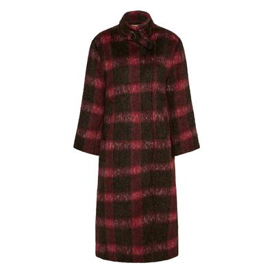 Wintermantel CULTURE "Damen Jacke CUsilja", Damen, Gr. 40, rot (bordeaux check), Mäntel Wintermantel