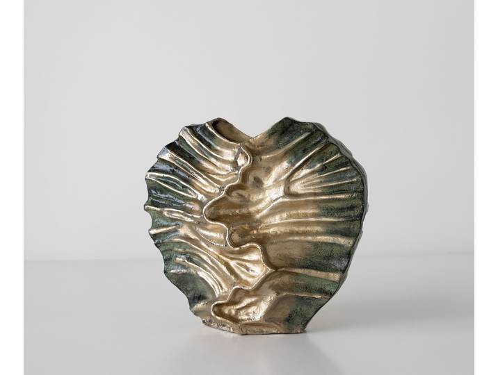 Vase Nerina B47 x T18 x H42 cm Aluminium Verde Antico Handgemacht, Wohnaccessoires